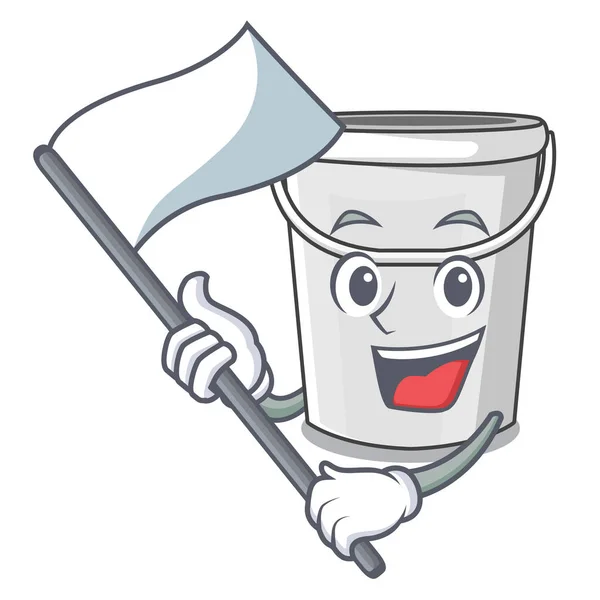 With flag plastic tube bucket in the mascot — 스톡 벡터