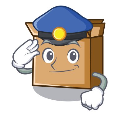 Polis karton karikatür tablo nun üstüne yerleştirilir