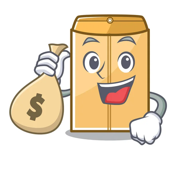 Com dinheiro saco envelope de correio na forma de personagem — Vetor de Stock