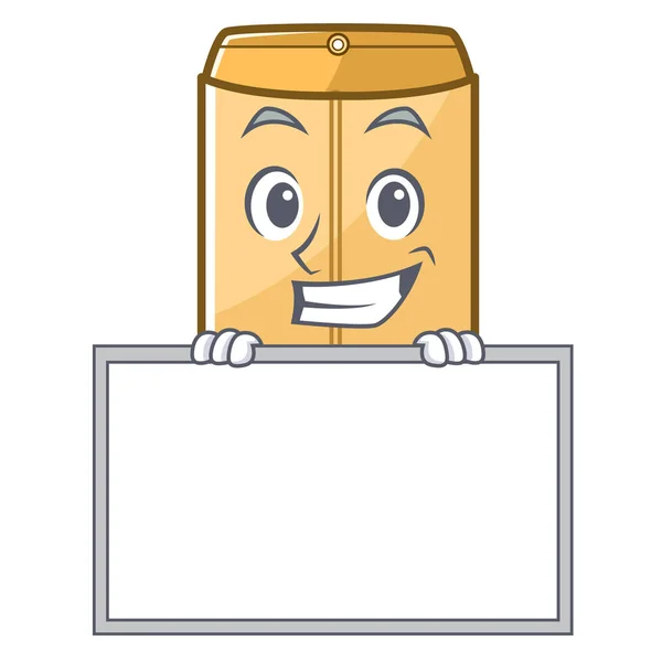 Grinning with board mailer envelope in the character shape — Stock Vector