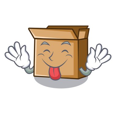 Sandalyenin yanına yerleştirilen karikatür karton dil dışarı