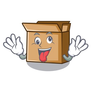 Çılgın karikatür karton sandalyenin yanına yerleştirilir