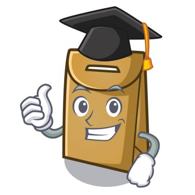 Mezuniyet kağıt torba karakteri ile izole