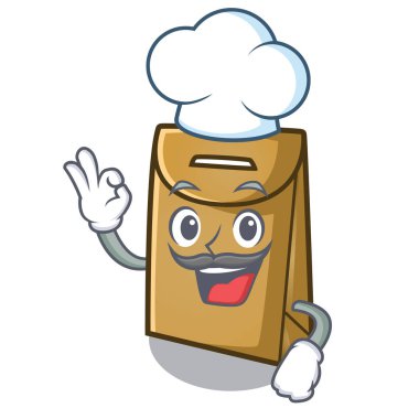 Chef kağıt torba karakteri ile izole