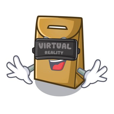 Karikatür şeklinde sanal gerçeklik kağıt torba