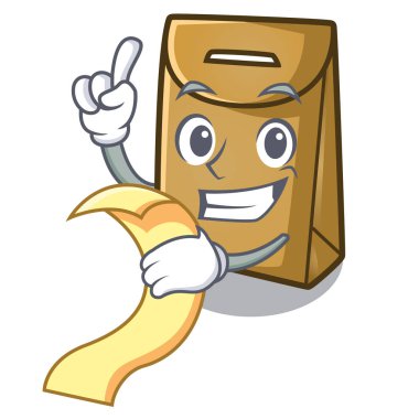 Çizgi film şeklinde menü kağıtlarıyla.