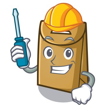 Maskot sandalye üzerinde Otomotiv kağıt torba