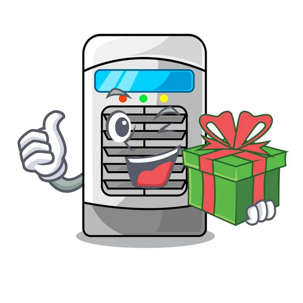 With gift air cooler isolated with the cartoon — Stock Vector