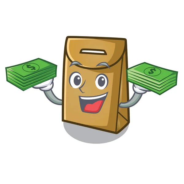Mit Geldbeutel Papiertüte in der Cartoon-Form — Stockvektor