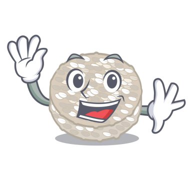 Karikatür şeklinde pirinç kek sallayarak