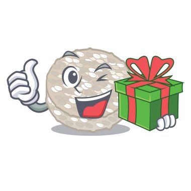 Çizgi film tahtasında sunulan pirinç kekleri.