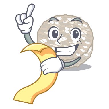 Çizgi film tahtasında servis edilen pirinç kekleri ile