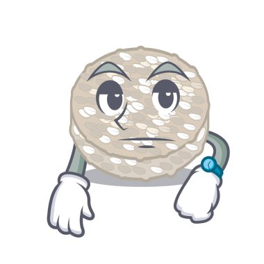 Maskot izole pirinç kek bekliyor