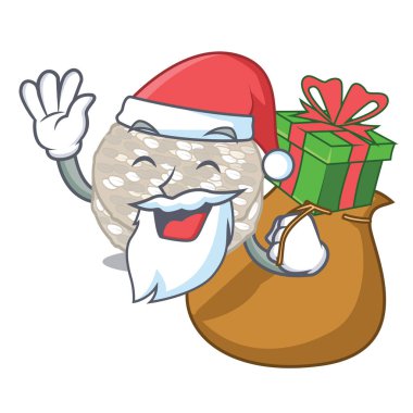 Hediye pirinç kek ile Santa maskot izole