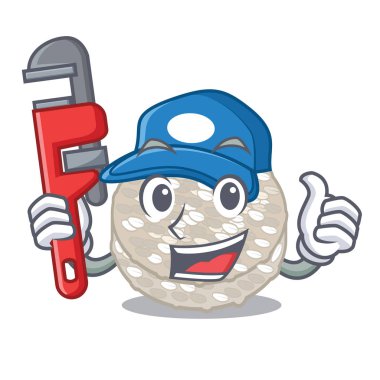 Tesisatçı pirinç kek maskot izole