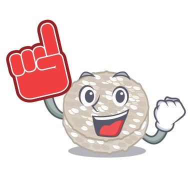 Köpük parmak pirinç kek maskot izole