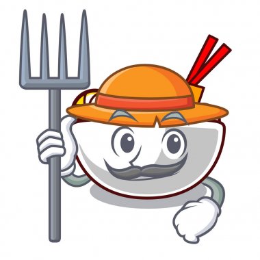 Çiftçi köfte karikatür plaka üzerinde kızarmış