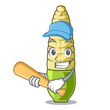 Bir karakter kase beyzbol bebek mısır oynamak