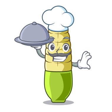 Buzdolabında gıda bebek mısır karikatür ile Şef