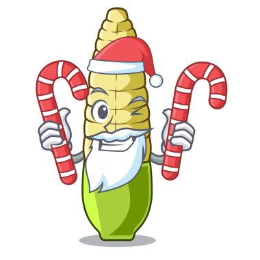 Karikatür plaka üzerinde kızarmış şeker bebek mısır ile Santa