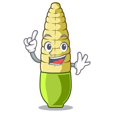 Karikatür plaka üzerinde kızartılmış parmak bebek mısır