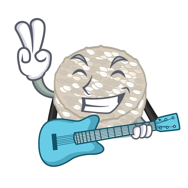 Çizgi film tahtasında servis edilen pirinç kekleriyle.