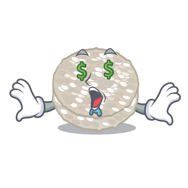 Bolos de arroz olho dinheiro isolado na mascote — Vetor de Stock