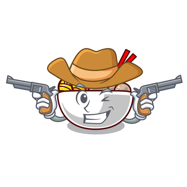 Cowboy-Frikadelle auf dem Cartoon-Teller gebraten — Stockvektor