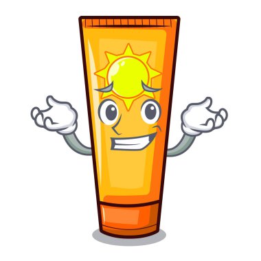 Karakter izole grinning güneş kremi