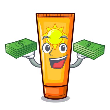Para çantası karikatür güneş kremi ve çanta makyajıyla