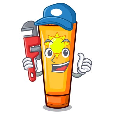 Bir karikatür masada Tesisatçı güneş kremi