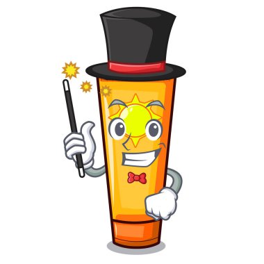 Bir karikatür masada Sihirbaz güneş kremi