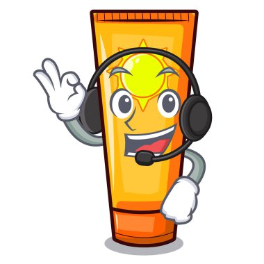 Çizgi film masasında kulaklık kremiyle