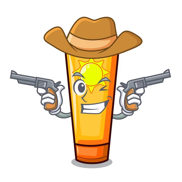 Cowboy-Sonnencreme in Maskottchenform — Stockvektor