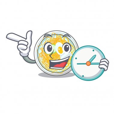 Naengmyeon saat ile karikatür kasesinde servis edilir.