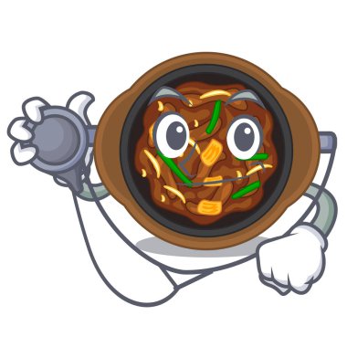 Doktor bulgogi maskot plaka üzerinde servis edilir