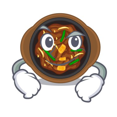 Bir kase karikatür içinde smirking bulgogi