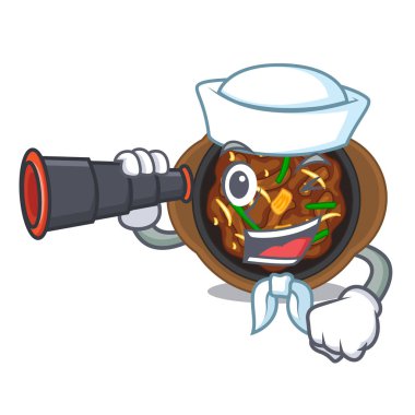 Bir karikatür şeklinde dürbün bulgogi ile Denizci