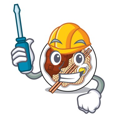 Bir karakter ahşap masa üzerinde Otomotiv jajangmyeon