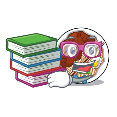 Bir karakter ahşap masada kitap jajangmyeon ile Öğrenci