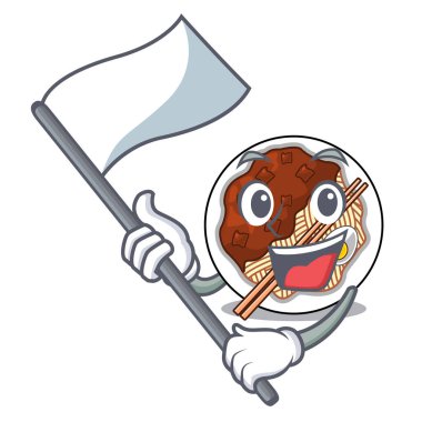 Ahşap bir masada bayrak jajangmyeon ile