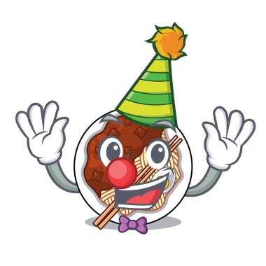 Palyaço jajangmyeon bir karakter ahşap masada