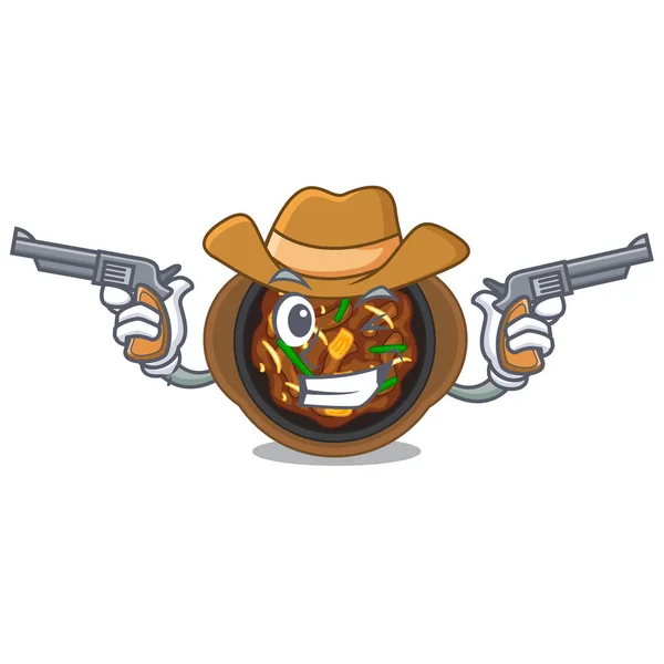 Cowboy bulgogi est servi sur plaque de mascotte — Image vectorielle