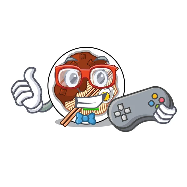 Gamer jajangmyeon kerül kabalája tálba — Stock Vector