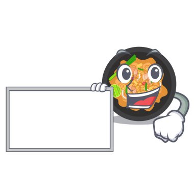 Tahta pat thai ile karikatür izole