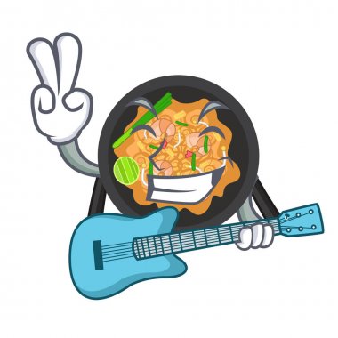 Çizgi film şeklinde gitar pat thai ile