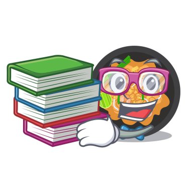 Maskot plaka üzerinde kitap pat tay ile Öğrenci