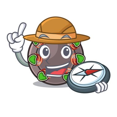 Bir karikatür sıcak tavada Explorer kızarmış escargot