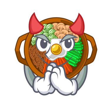 Karikatür şeklinde bibimbap Devil kase