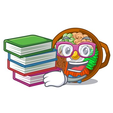 Masada bibimbap karikatür içeren kitap plakası ile Öğrenci